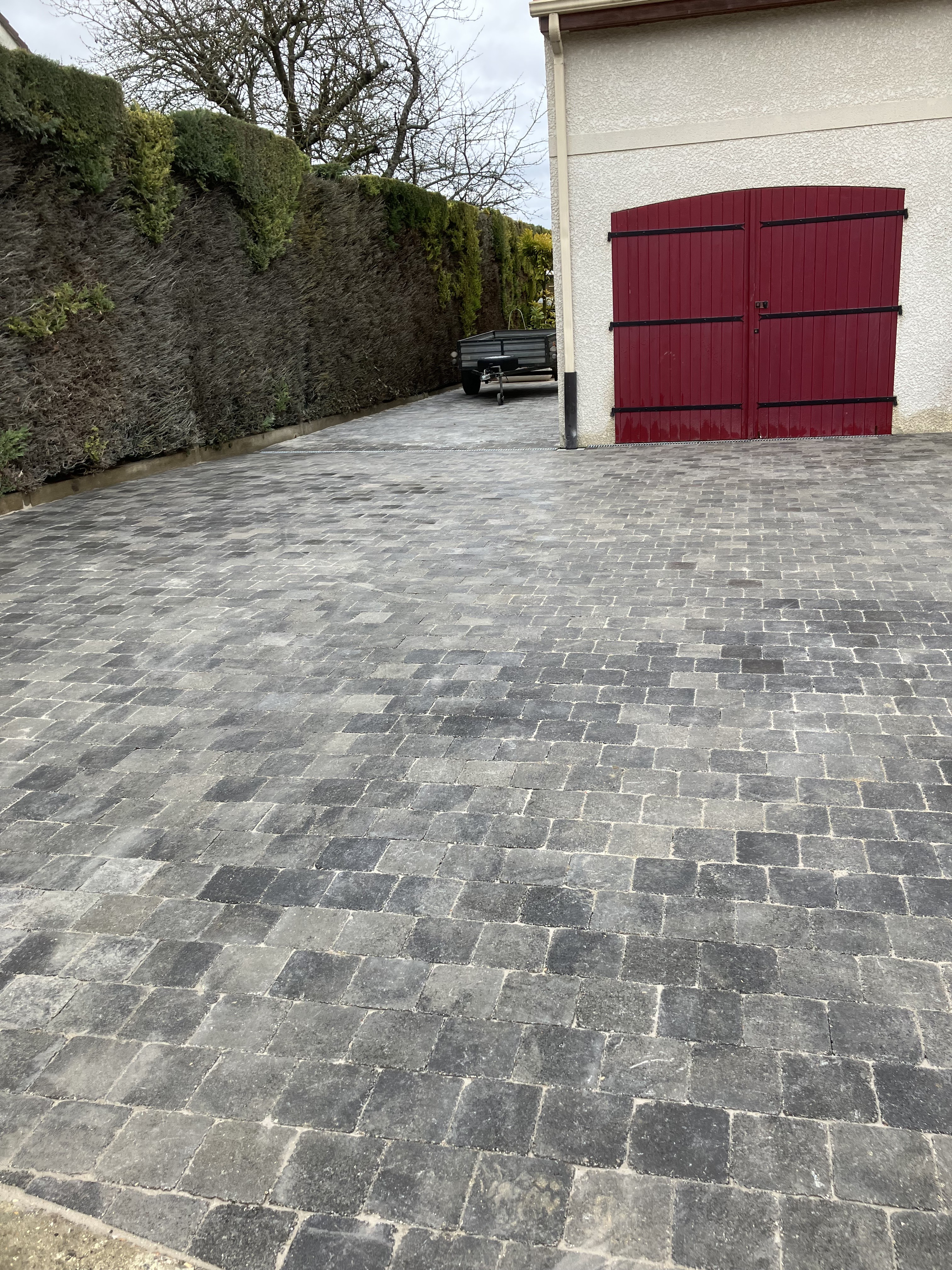 Chantier pavage lave et fini