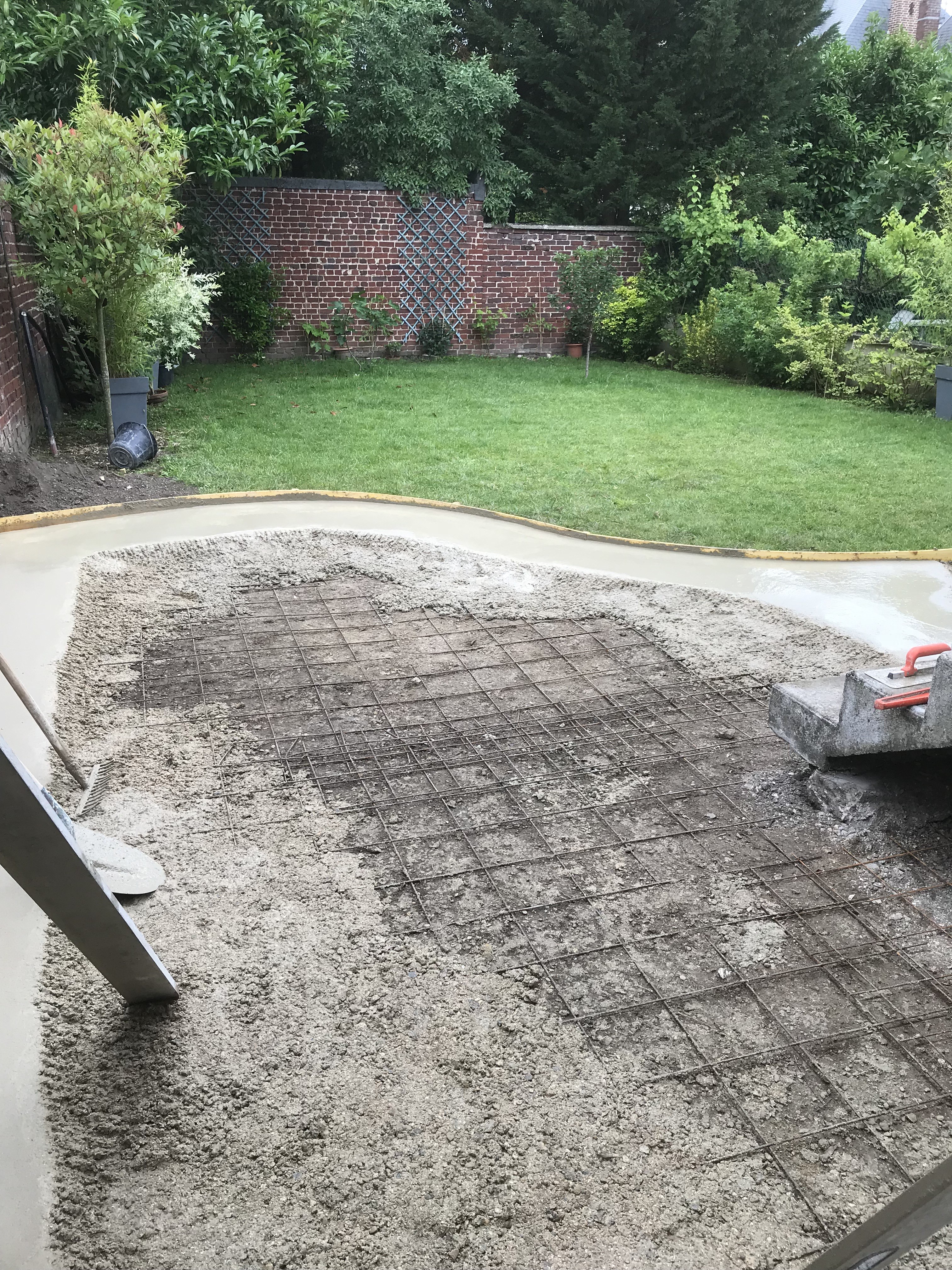 Terrasse beton arme encours